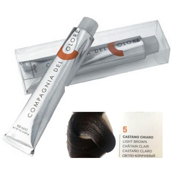 Compagnia del Colore Перманентен крем боя, Без амоняк: нюанс Castano Chiaro 5, - Compagnia del Colore 100 мл