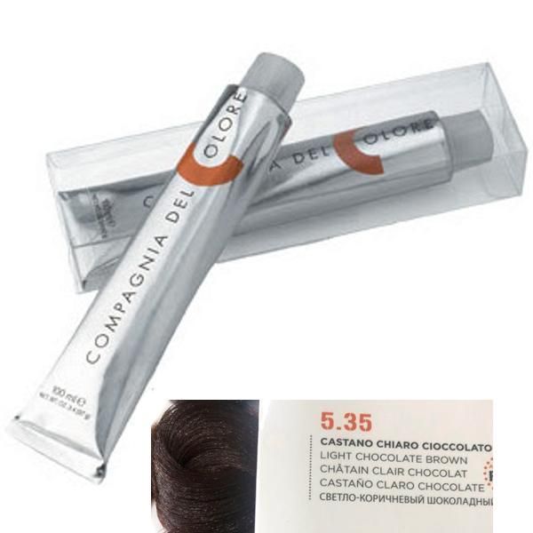 Compagnia del Colore Перманентен крем боя, Без амоняк: нюанс Castano Chiaro Cioccolato 5.35 - Compagnia del Colore 100 мл