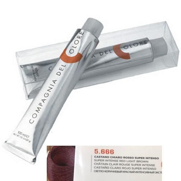 Compagnia del Colore Перманентен крем боя, Без амоняк: нюанс Castano Chiaro Rosso Super Intenso 5.666- Compagnia del Colore 100 мл