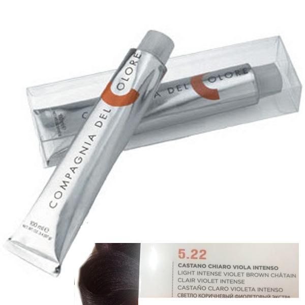 Compagnia del Colore Перманентен крем боя, Без амоняк: нюанс Castano Chiaro Viola Intenso 5.22- Compagnia del Colore 100 мл