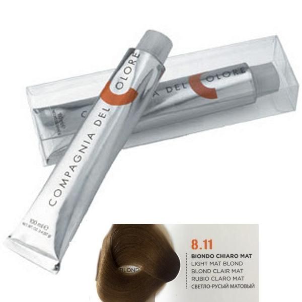 Compagnia del Colore Перманентен крем за боядисване, нюанс Biondo Chiaro Mat 8.11 Compagnia del Colore,100 мл