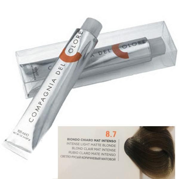 Compagnia del Colore Перманентен крем за боядисване, нюанс Biondo Chiaro Mat Intenso 8.7 Compagnia del Colore,100 мл