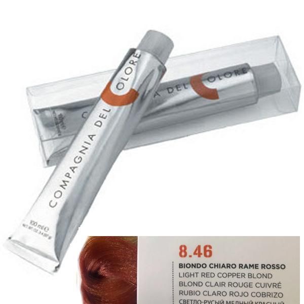 Compagnia del Colore Перманентен крем за боядисване, нюанс Biondo Chiaro Rame Rosso 8.46 Compagnia del Colore,100 мл