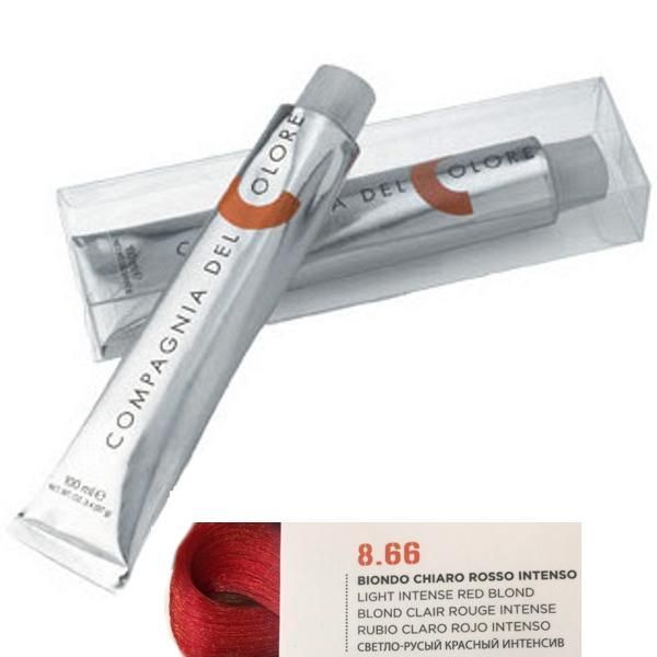 Compagnia del Colore Перманентен крем за боядисване, нюанс Biondo Chiaro Rosso Intenso 8.66 Compagnia del Colore,100 мл