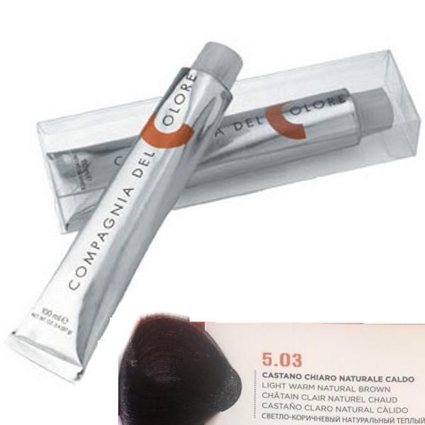 Compagnia del Colore Перманентен крем за боядисване, нюанс Castano Chiaro Naturale Caldo 5.03 Compagnia del Colore,100 мл