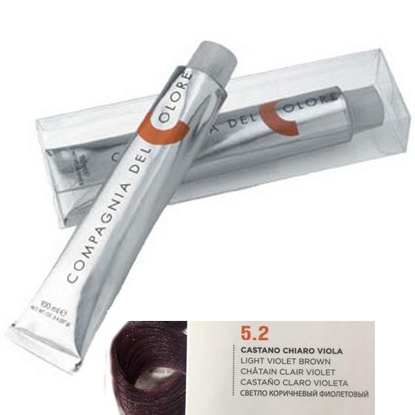 Compagnia del Colore Перманентен крем за боядисване, нюанс Castano Chiaro Viola 5.2 Compagnia del Colore,100 мл