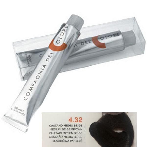 Compagnia del Colore Перманентен крем за боядисване, нюанс Castano Medio Beige 4.32 Compagnia del Colore,100 мл