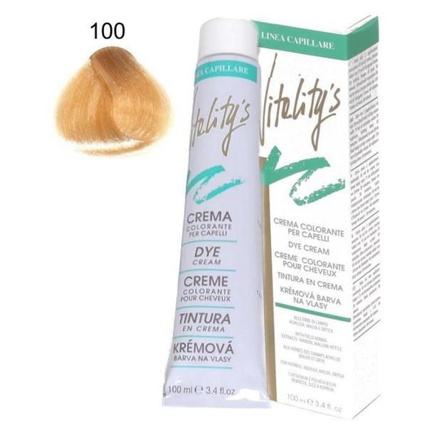 Vitality's Перманентен оцветяващ крем - Vitality's Linea Capillare Dye Cream, нюанс 100 Natural Ultrablond, 100мл