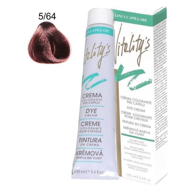Vitality's Перманентен оцветяващ крем - Vitality's Linea Capillare Dye Cream, нюанс 5/64 Light Copper Mahogany Chestnut, 100мл