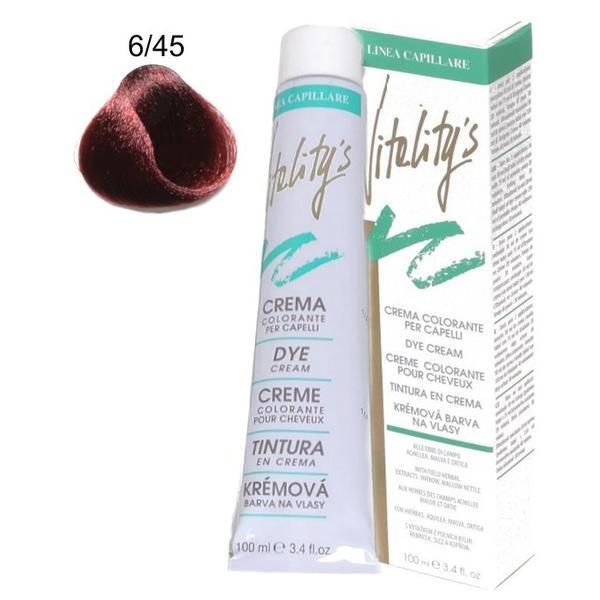 Vitality's Перманентен оцветяващ крем - Vitality's Linea Capillare Dye Cream, нюанс 6/45 Deep Dark Red, 100мл