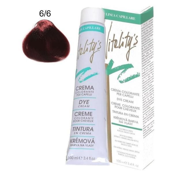 Vitality's Перманентен оцветяващ крем - Vitality's Linea Capillare Dye Cream, нюанс 6/6 Dark Auburn Blond, 100мл