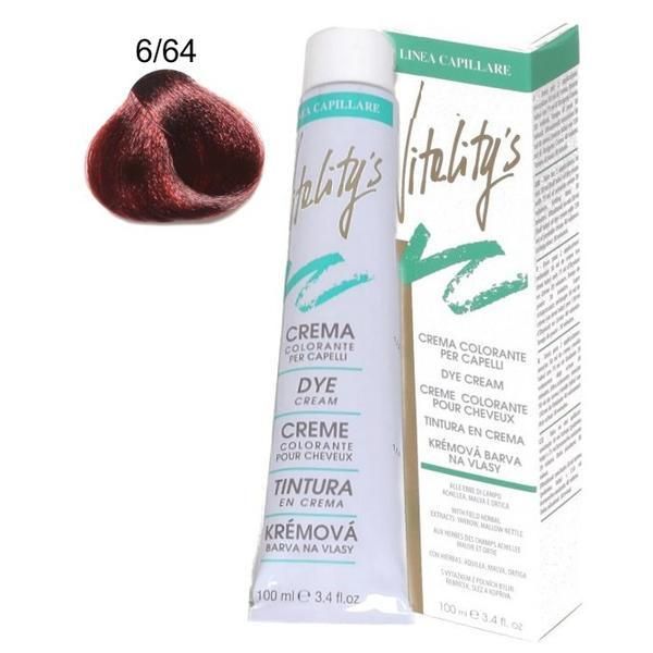 Vitality's Перманентен оцветяващ крем - Vitality&#039;s Linea Capillare Dye Cream, нюанс 6/64 Dark Blond Red Copper, 100мл