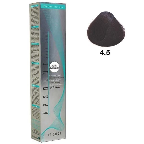Absolut Hair Care Перманентна боя Absolut Hair Care Colouring Cream, нюанс 4.5 &ndash; Тъмен махагон, 100мл