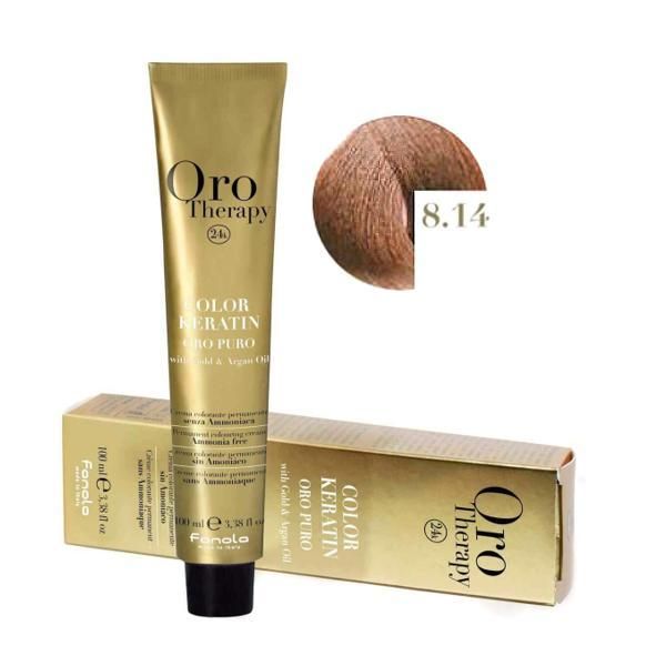 Oro Therapy Перманентна боя без амоняк Fanola Oro Therapy Color Keratin 8.14 Gianduia, 100мл