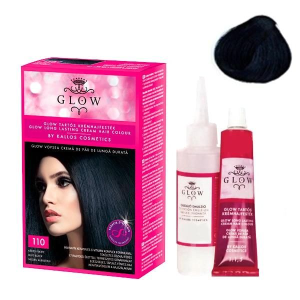 Kallos Перманентна боя - Kallos Glow Long Lasting Cream Hair Colour Нюанс 110 Синьо черно