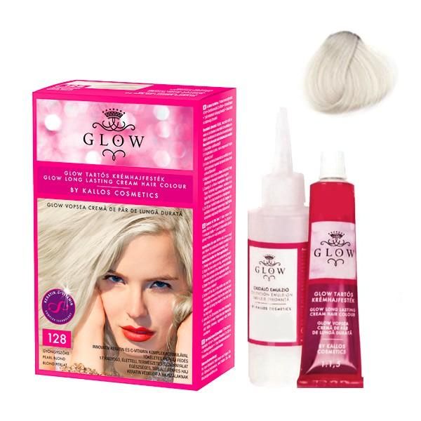 Kallos Перманентна боя - Kallos Glow Long Lasting Cream Hair Colour Нюанс 128 Перлено русо