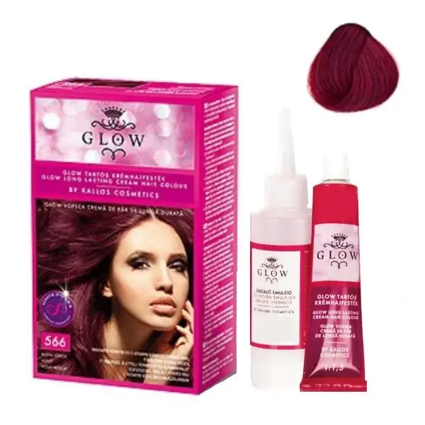 Kallos Перманентна боя - Kallos Glow Long Lasting Cream Hair Colour Нюанс 566 Виолетово червено