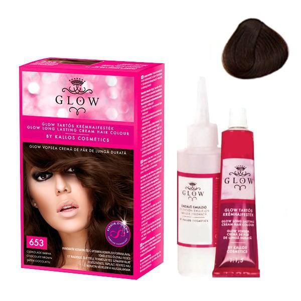 Kallos Перманентна боя - Kallos Glow Long Lasting Cream Hair Colour Нюанс 653 Шоколадово кафяво