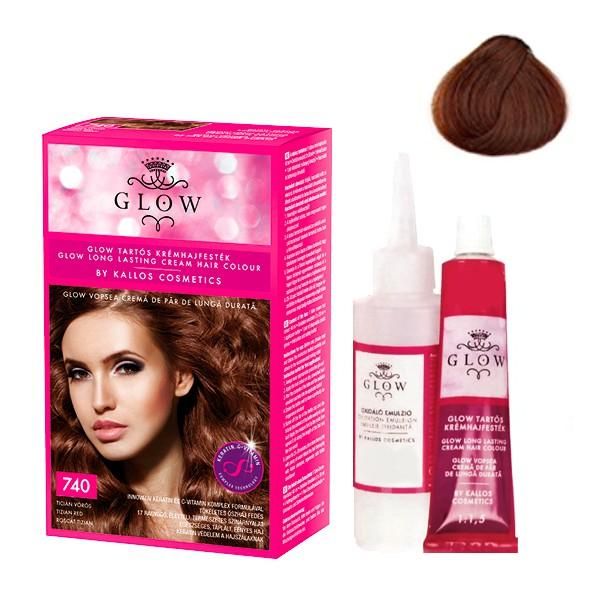 Kallos Перманентна боя - Kallos Glow Long Lasting Cream Hair Colour Нюанс 740 Червеникавокафяво