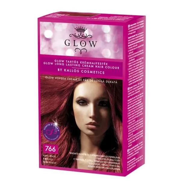 Kallos Перманентна боя - Kallos Glow Long Lasting Cream Hair Colour Нюанс 766 Рубинено червено