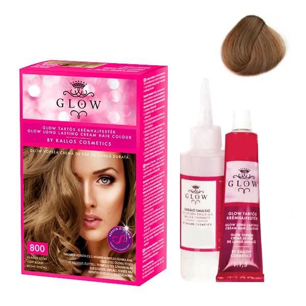 Kallos Перманентна боя - Kallos Glow Long Lasting Cream Hair Colour Нюанс 800 Светло русо