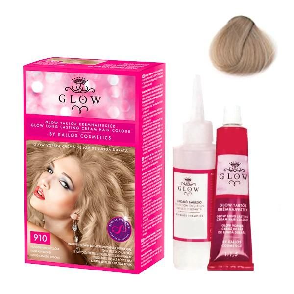 Kallos Перманентна боя - Kallos Glow Long Lasting Cream Hair Colour Нюанс 910 Светло пепелно русо