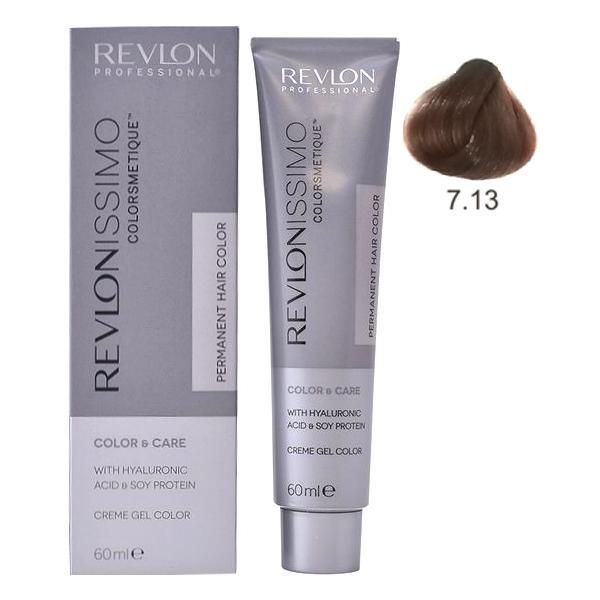 Revlon Professional Перманентна боя - Revlon Professional Revlonissimo Colorsmetique High Coverage Permanent Hair Color, нюанс 7.13 Frosty Beige Blonde, 60 мл