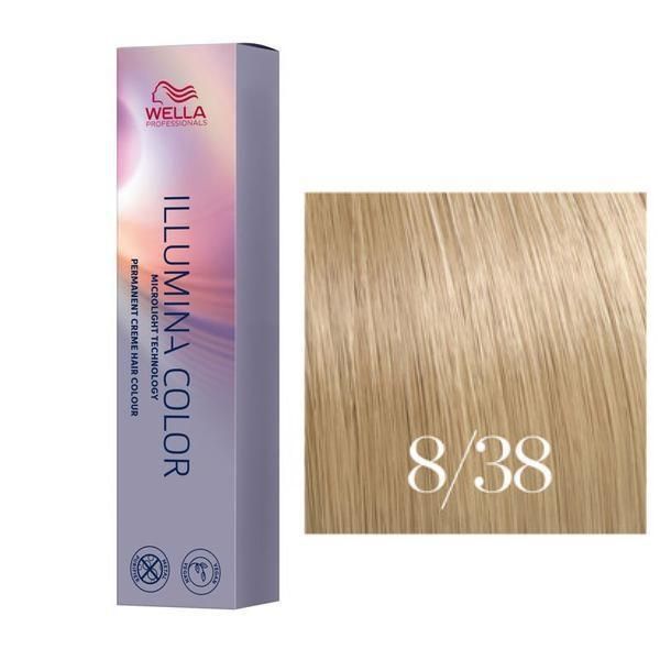 Wella Professionals Перманентна боя - Wella Professionals Illumina Color нюанс 8/38 светло русо златисто синьо