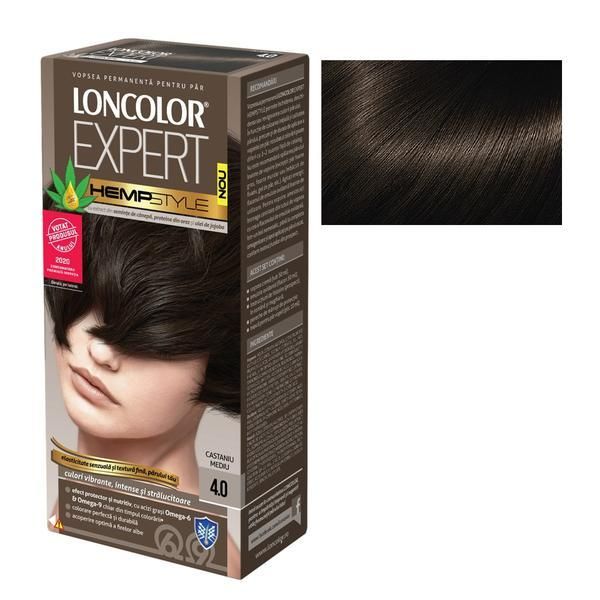 Loncolor Перманентна боя за коса Loncolor Expert HempStyle, нюанс 4.0 среден кестен