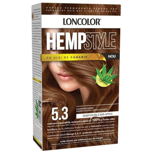 Loncolor Перманентна боя за коса Loncolor Expert HempStyle с масло от канабис, нюанс 5.3 златисто кафяво