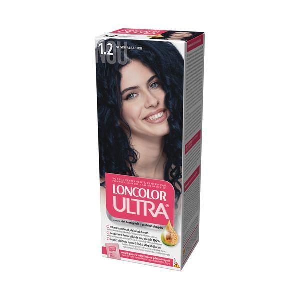 Loncolor Перманентна боя за коса, Loncolor Ultra нюанс 1.2 черно синьо