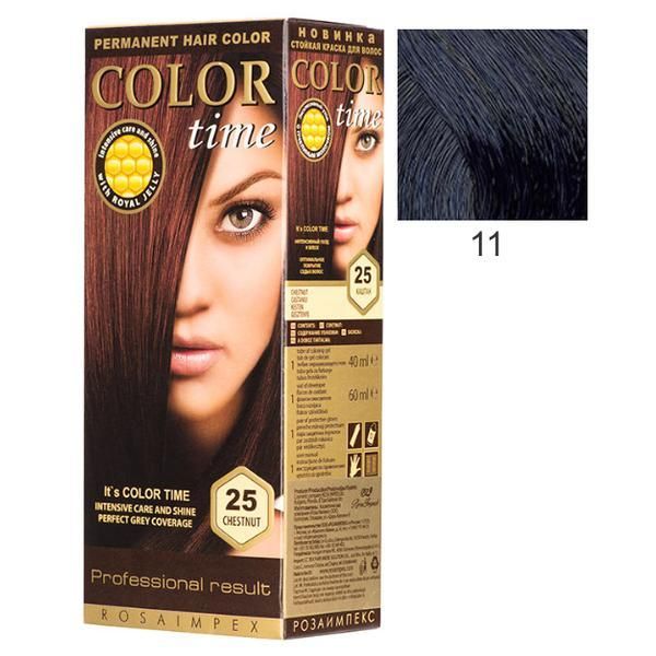 Rosa Impex Перманентна боя за коса Rosa Impex Color Time, нюанс 11 Blue Black