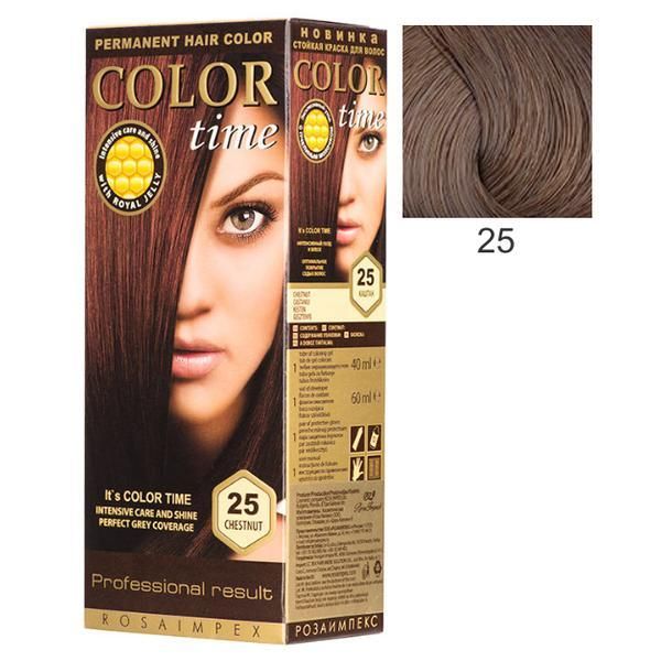 Rosa Impex Перманентна боя за коса Rosa Impex Color Time, нюанс 25 Chestnut