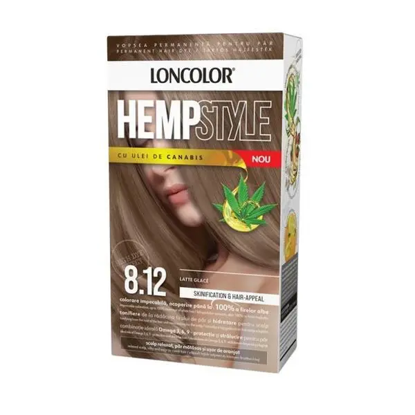 Loncolor Перманентна боя за коса с амоняк - Loncolor HempStyle, нюанс 8.12 Latte Glace, 1 опаковка