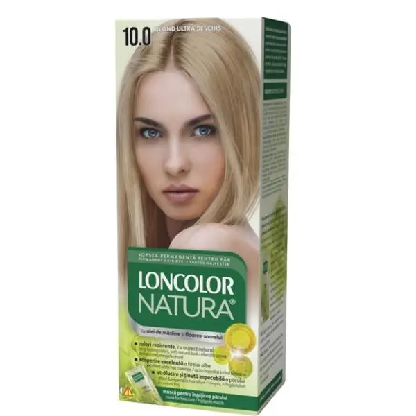 Loncolor Перманентна боя за коса с амоняк - Loncolor Natura, нюанс 10.0 Ултра светло русо, 1 опаковка