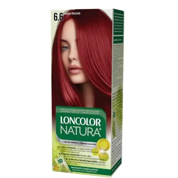 Loncolor Перманентна боя за коса с амоняк - Loncolor Natura, нюанс 6.6 Тъмно червено, 1 опаковка