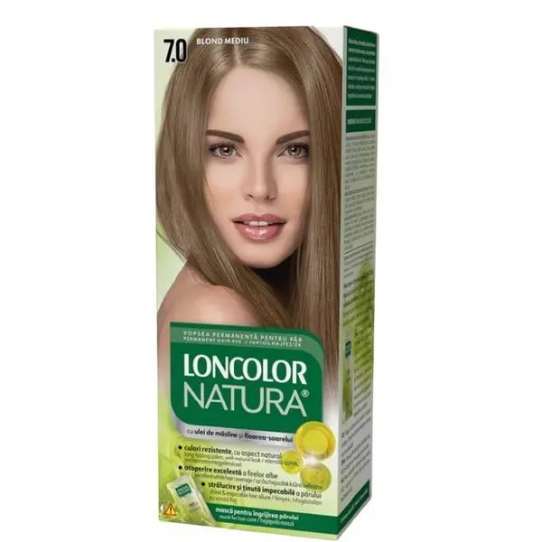 Loncolor Перманентна боя за коса с амоняк - Loncolor Natura, нюанс 7.0 Средно русо, 1 опаковка