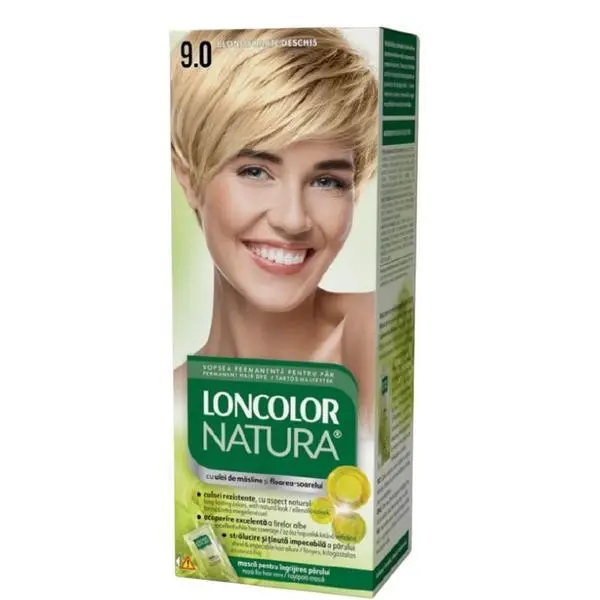 Loncolor Перманентна боя за коса с амоняк - Loncolor Natura, нюанс 9.0 Много светло русо, 1 опаковка