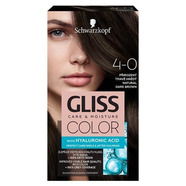 Gliss Color Перманентна боя за коса с хиалуронова киселина -Schwarzkopf Gliss Color, нюанс 4-0 Natural Dark Brown
