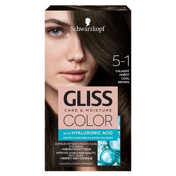 Gliss Color Перманентна боя за коса с хиалуронова киселина -Schwarzkopf Gliss Color, нюанс 5-1 Cool Brown