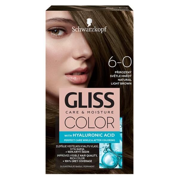 Gliss Color Перманентна боя за коса с хиалуронова киселина -Schwarzkopf Gliss Color, нюанс 6-0 Natural Light Brown