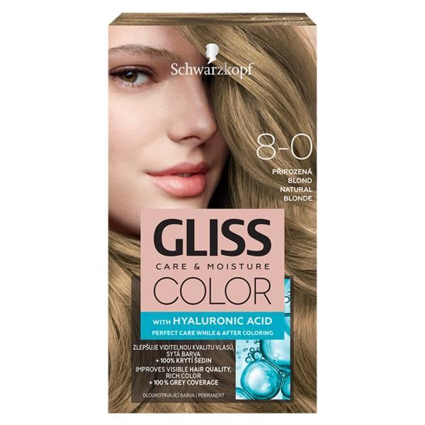 Gliss Color Перманентна боя за коса с хиалуронова киселина -Schwarzkopf Gliss Color, нюанс 8-0 Natural Blonde