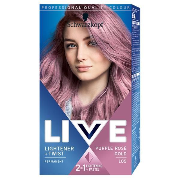 Live Перманентна боя за коса - Schwarzkopf Live Color Lighter + Twist Permanent 2 in 1 Lightener + Pastel, nuanta 105 Purple Rose Gold