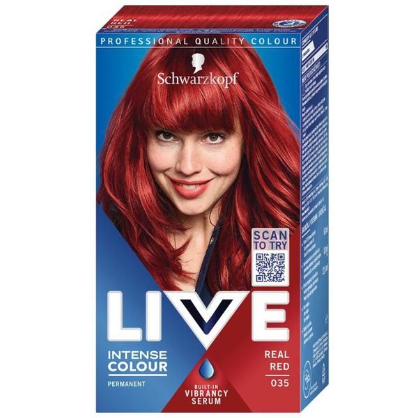 Live Перманентна боя за коса - Schwarzkopf Live Intense Color Permanent Built-in Vibrancy Serum, nuanta 035 Real Red