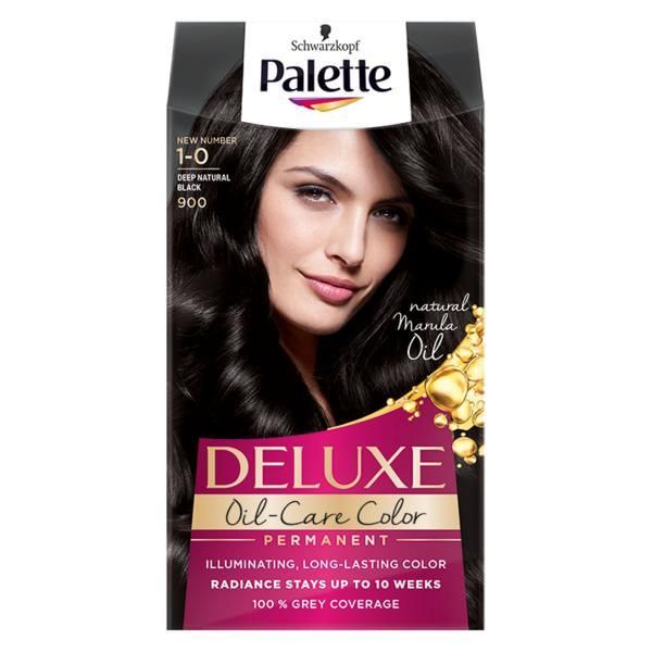 Palette Перманентна боя за коса-Schwarzkopf Palette Deluxe Color, нюанс 1-0 (900) Deep Natural Black