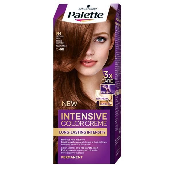 Palette Перманентна боя за коса-Schwarzkopf Palette Deluxe Color, нюанс 5-68 (R4) среден кестен