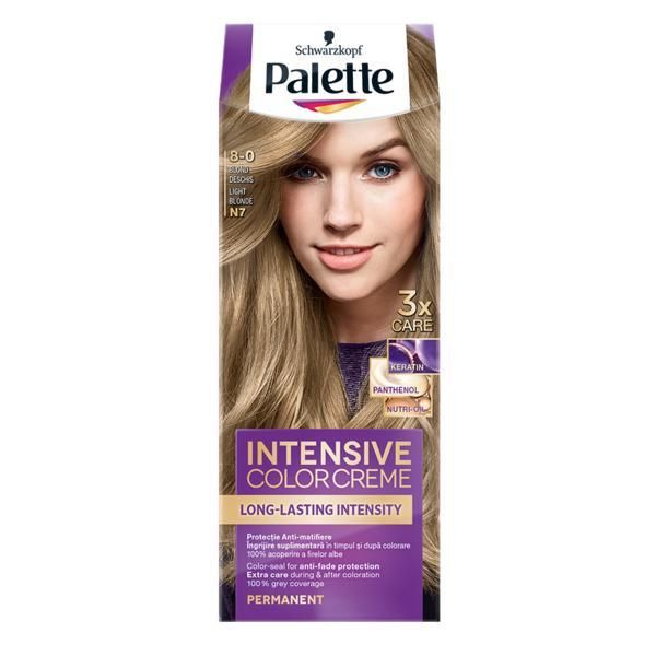 Palette Перманентна боя за коса-Schwarzkopf Palette Deluxe Color, нюанс 8-0 (N7) Светло русо