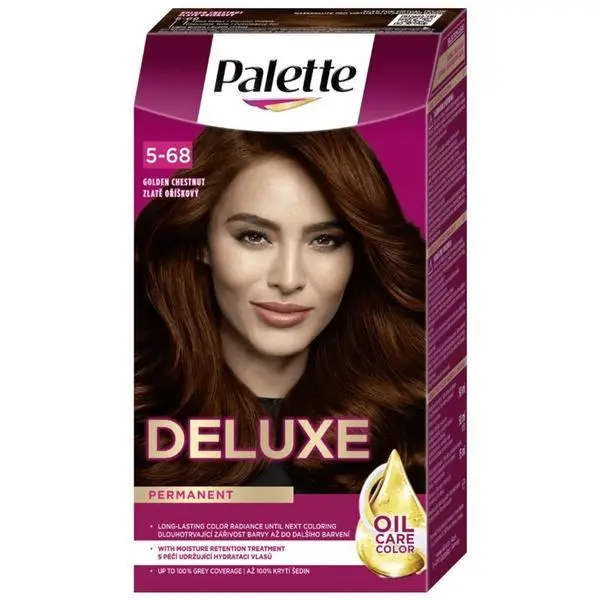 Palette Перманентна боя за коса - Schwarzkopf Palette Deluxe Oil-Care Color Permanent, нюанс 5-68 Golden Chestnut