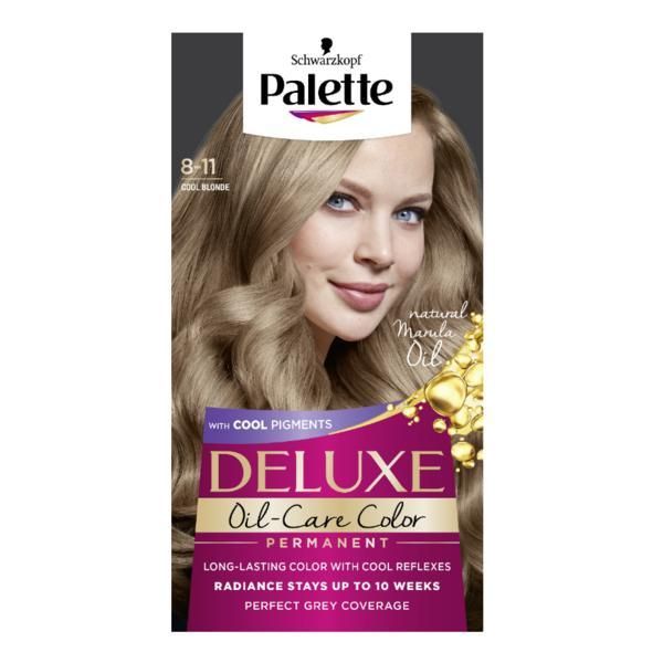 Palette Перманентна боя за коса - Schwarzkopf Palette Deluxe Oil-Care Color Permanent With Cool Pigments, нюанс 8-11 Cool Natural Blonde, 130 мл