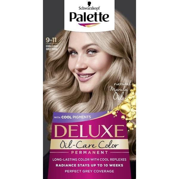 Palette Перманентна боя за коса - Schwarzkopf Palette Deluxe Oil-Care Color Permanent With Cool Pigments, нюанс 9-11 Cool Lighty Grey Rose, 130 мл